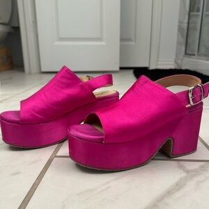 Free People Nicola Pink Fushia Satin Platform